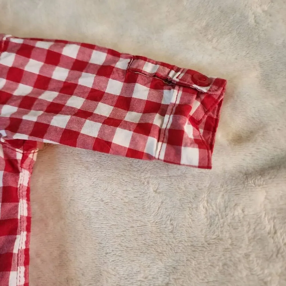 Carters just one you Kiss Upcycled Plaid Button Front Long Sleeve Size NB